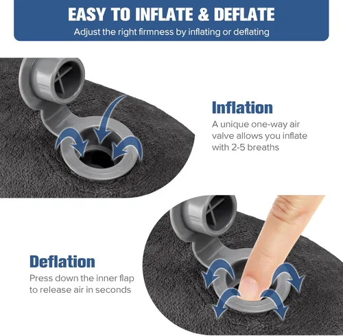 Miniatura 5 de Rewondah Almohada inflable de viaje para avión dormido, almohada inflable para el cuello para viajar en avión con funda lavable, almohada de viaje