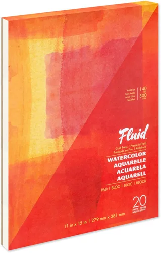 Miniatura 18 de Bloque de papel de acuarela fluida, 6 x 8 pulgadas, 15 hojas, 140 libras (300 g/m²), bloque prensado en frío para pintura artística y medios húmedos