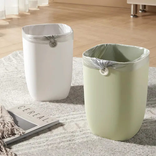 Miniatura 5 de Cubo de Basura para Baño, Cubo de Basura Rectangular de Plástico con Soporte para Forro de Basura para Dormitorio, Sala de Estar, Pequeña Cesta