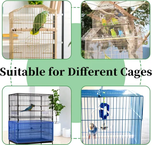 Miniatura 6 de Daoeny Cubierta Grande para Jaula de Pájaros, Protector de Semillas para Jaula de Pájaros, Red de Malla de Nylon Suave y Ajustable, Cubierta de Azul