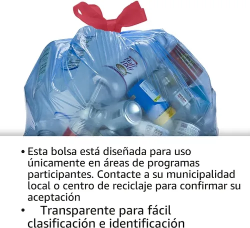 Miniatura 6 de Bolsas de basura Amazon Basics azules para reciclaje, sin olor, 13 galones, 60 unidades, paquete de 1
