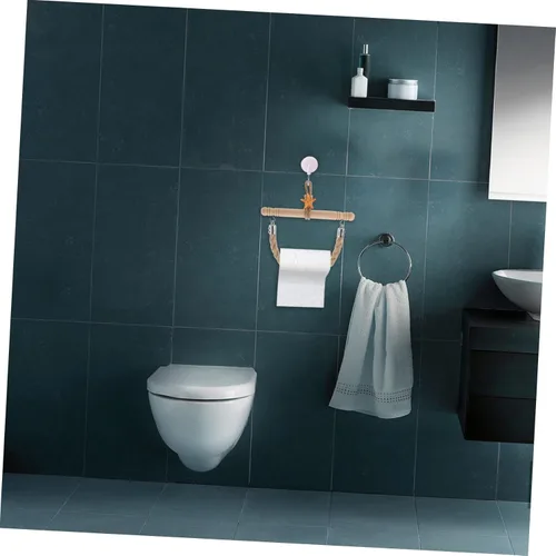 Miniatura 8 de Soporte para toallas de papel de cordel, soporte de pared para papel higiénico, decoración de madera, soporte para toallas de papel, cuerda náutica