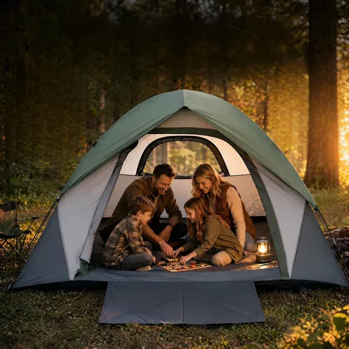 XL Tienda de campaña con cúpula para 4 a 6 personas, doble capa impermeable, desmontable para senderismo al aire libre, pesca