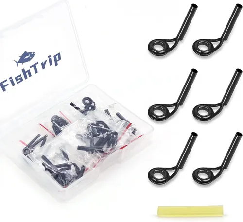 FishTrip Kit de reparación de puntas de caña, 30 piezas de cañas de cebo de caña, guías de puntas de pesca, kit de repuesto de cerámica micro ojos