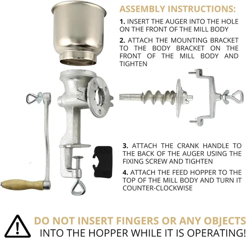 Miniatura 4 de Molino de grano de hierro de mano, molino manual, molinillo de alimentos, molinillo de maíz para grietas de mano, granos de manivela, avena, maíz
