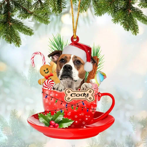 Miniatura 72 de NAZENTI Adorno personalizado de Alaskan Malamute en taza roja, adorno de Navidad personalizado para perros amantes de las mascotas, colgante
