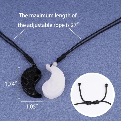 Miniatura 4 de ASGIFT Collar de la suerte de obsidiana, dije de protección de amuleto de piedra de poder con cadena de cuentas ajustable, cristal curativo, regalo