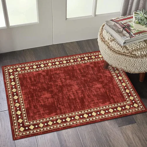 Miniatura 36 de WESTLOOM Alfombra de pasillo de 2 x 6 pies, lavable, moderna, con bordes, antideslizante, resistente a las manchas, borde geométrico, alfombra