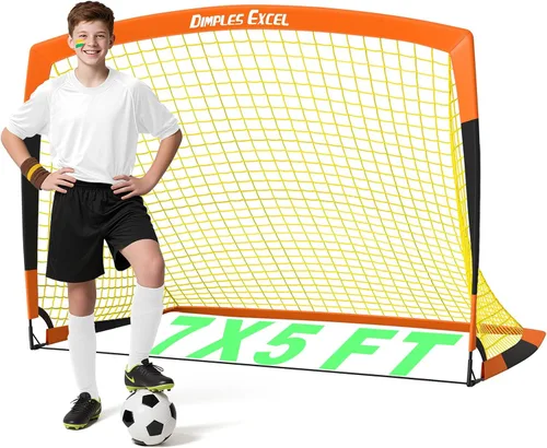 Dimples Excel Redes de Portería de Fútbol para Niños para Patio Trasero 7x5, 5x3.6, 4x3, 3x2.2 pies