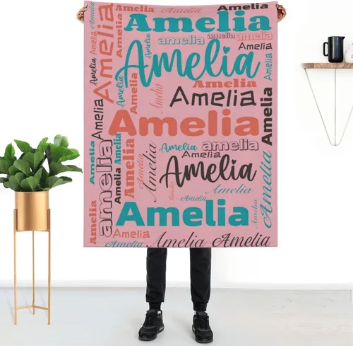 Miniatura 26 de Mantas personalizadas con nombre para niños, mantas de bebé personalizadas para niñas y niños con nombre, mantas de bebé personalizadas con nombre