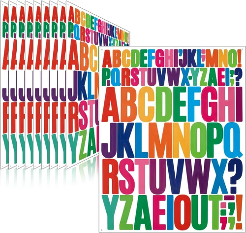 Miniatura 15 de 780 piezas de 10 hojas de calcomanías de letras, calcomanías de alfabeto de buzón de vinilo, calcomanías autoadhesivas impermeables para buzón, Rojo