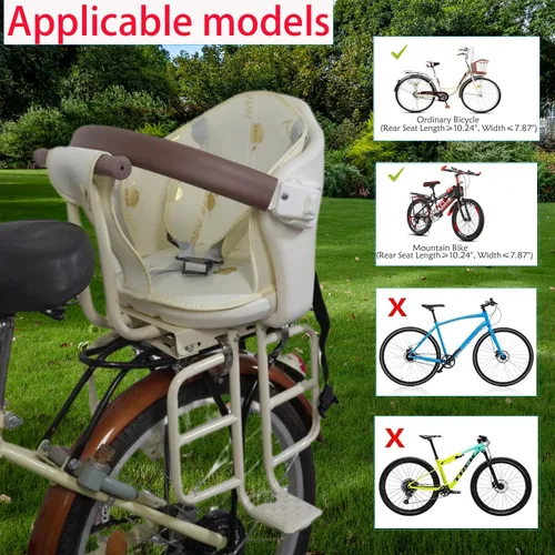 Miniatura 5 de Asiento de bicicleta para niños, asiento trasero de bicicleta de bebé, asiento trasero para niños, soporte de seguridad para bicicleta de adulto