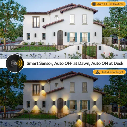 Miniatura 3 de Paquete de 2 luces de pared para exteriores, accesorios de iluminación exterior de aluminio del atardecer al amanecer, iluminación al aire libre