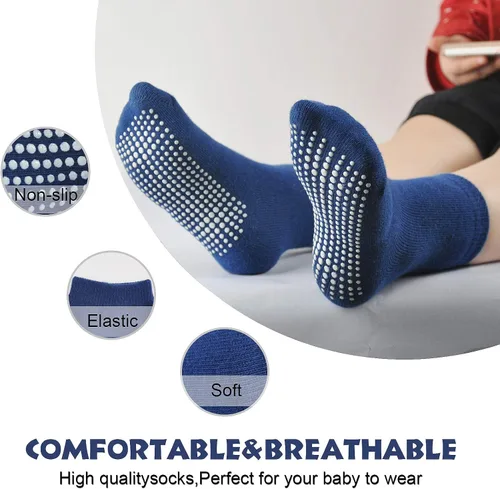 Miniatura 4 de EPEIUS Calcetines de bebé con empuñaduras para bebés y niños pequeños, calcetines antideslizantes de 6/12 pares