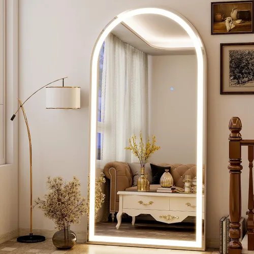 Miniatura 12 de Espejo LED de longitud completa, 56 x 20 pulgadas, espejo de longitud completa con esquina redondeada, pie para dormitorio/vestidor, iluminación
