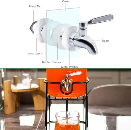 Miniatura 2 de Grifo de acero inoxidable para dispensador de bebidas, espita de metal de repuesto para dispensador de bebidas, grifo dispensador de agua, boquilla