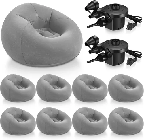 Miniatura 22 de Realspring 6, 9, 12 piezas de puf inflables para adultos con bomba de aire eléctrica, sofá plegable portátil inflable para acampar nocturno de cine