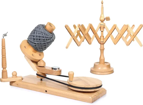 Miniatura 9 de Brainmart Swift - Hilo de madera para mesa de madera de haya y tejer, accesorio de artesanía para bobinado de hilo, hecho a mano de madera de haya
