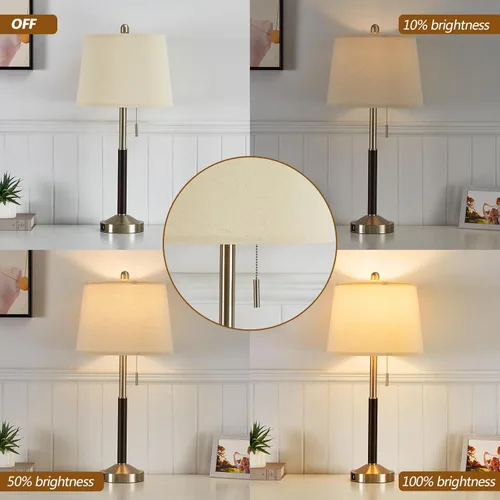 Miniatura 2 de Juego de 2 lámparas de noche plateadas de 28 pulgadas para dormitorio, lámpara de mesa moderna con puerto de carga USB para mesa auxiliar de sala