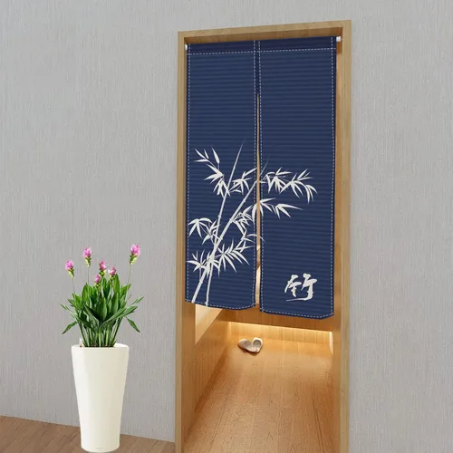 Miniatura 2 de Cortina de Puerta de Pintura Tradicional China, Bambú Azul, Noren Japonés Partición de Dormitorio Divisor de Cocina Decoración de Puerta de Baño