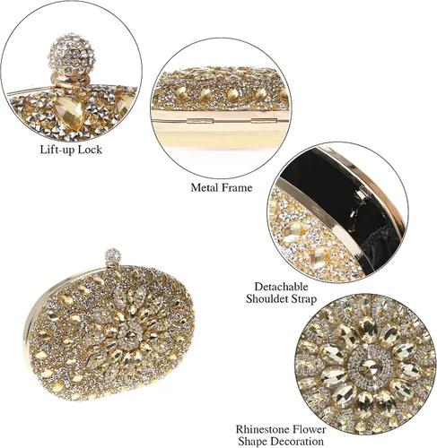 Miniatura 3 de COAIMANEY Bolso de mano brillante con purpurina para mujer bolso de noche bolso de hombro para boda fiesta de graduación