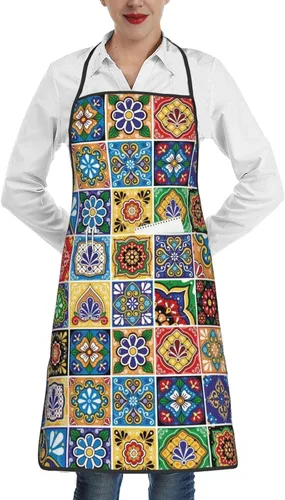 Miniatura 16 de Delantales con pechera para mujeres y hombres, delantales de cocina con bolsillos para cocina, barbacoa, hornear, asar a la parrilla Azul-Dorado