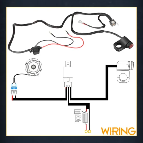 Miniatura 6 de Arnés de Cableado de 1 Cable, Nirider Interruptor de Manillar de Motocicleta 12V Relé de 40A Fusible Kit de Arnés de Cableado de Nylon para Barras