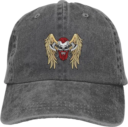 Miniatura 9 de Cowboy Hat Trendy Hats for Man and Women Djustable Four Season Outdoor Baseball Cap of Hell Skull with Angel Deep Heather