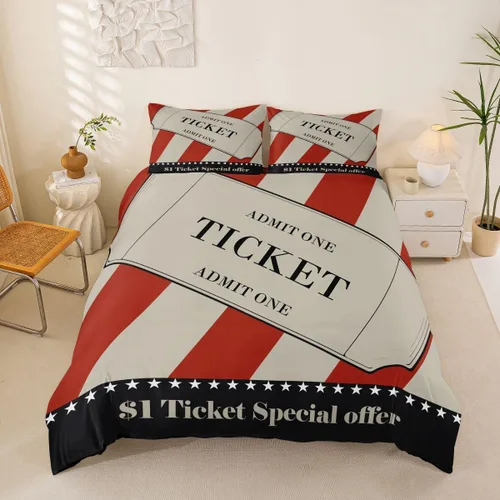 Miniatura 30 de Homewish Theater Cinema Poster Duvet Cover Set Twin Size,Retro Movie Bedding Sets 2Pcs for Kids Girls Boys Teens Room Decor,Popcorn Comforter Cover