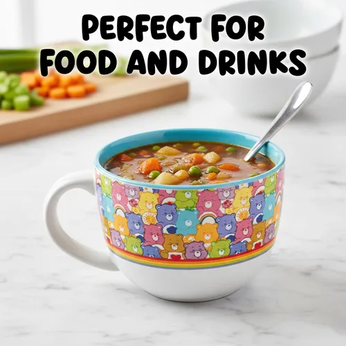 Miniatura 4 de Silver Buffalo Care Bears con Oso Dormiloncito, Tiernosito, Divertiosito, Alegrosita, Suertosito y Más Taza de Sopa Cerámica, 709 ml