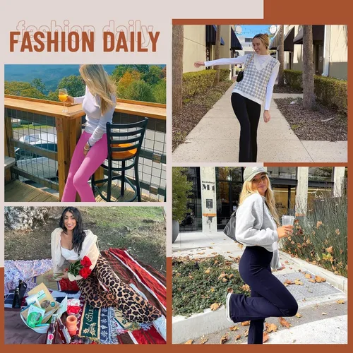 Miniatura 17 de TNNZEET Leggings acampanados negros para mujer, pantalones de yoga cruzados con bolsillos, corte de bota, leggings acampanados