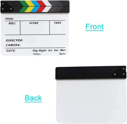 Miniatura 6 de Pizarra de pizarra de película, tablero de acrílico blanco para directores de películas 9.6 x 11.7 In Movie Clapboard Cut Action Scene Prop for