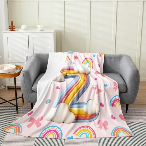 Miniatura 20 de Erosebridal Rainbow English Alphabet Fleece Throw Blanket 40"x50" - Ultra-Soft for Couch Sofa Bed,Cartoon Letters Flannel Blanket,Love Hearts Fuzzy