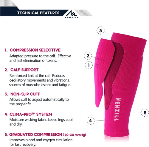 Miniatura 4 de Newzill - Mangas de compresión de pantorrilla (20-30mmHg) para hombre y mujer - Opción perfecta para nuestros calcetines de compresión para correr