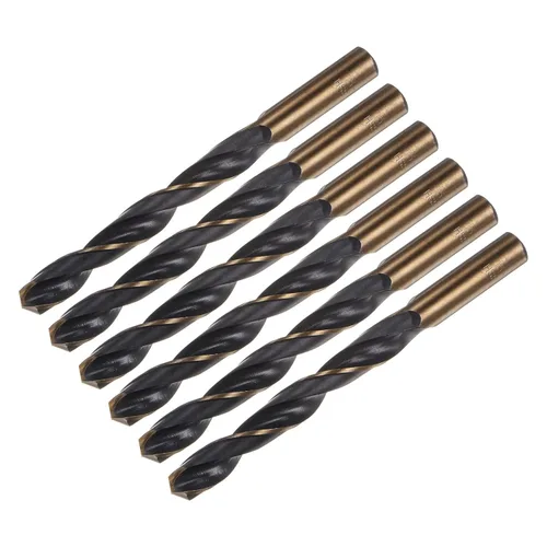 Miniatura 12 de uxcell 6 brocas Jobber de 0.118 in de nitruro negro y oro recubierto de titanio 4341 de alta velocidad (HSS) Brocas helicoidales de punto dividido