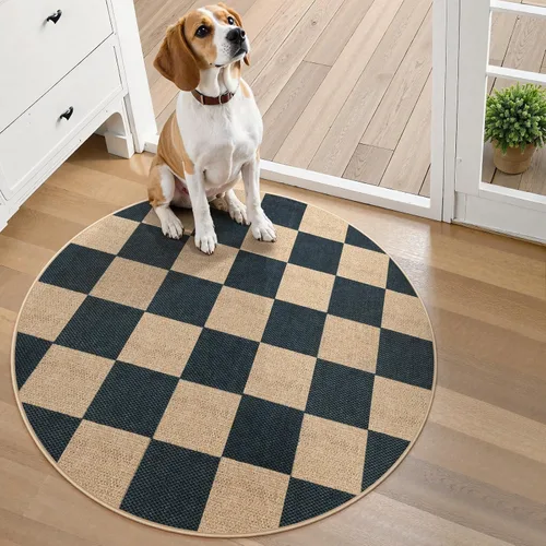 Miniatura 35 de Lahome Alfombra de yute a cuadros fácil 2'x3', alfombra pequeña para entrada, antideslizante, alfombra para la puerta delantera de la cocina