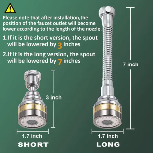 Miniatura 4 de Aireador de grifo giratorio, boquilla de grifo de doble función de 360 grados, accesorio giratorio para fregadero de cocina, extensor de grifo
