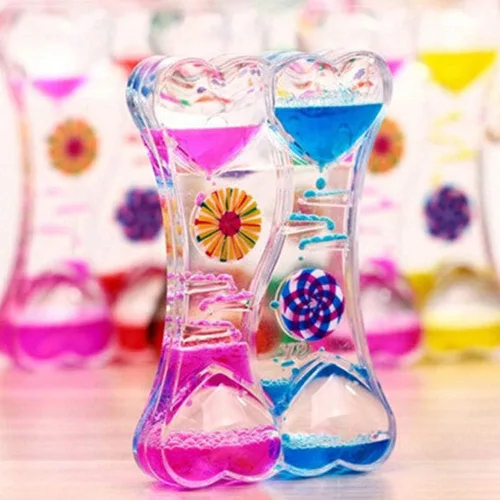 Miniatura 8 de MG554zy0 Doble Corazón Líquido Movimiento Burbuja de Goteo Aceite de Arena Reloj Temporizador Reloj de Juguete para Niños Regalo Doble Corazón