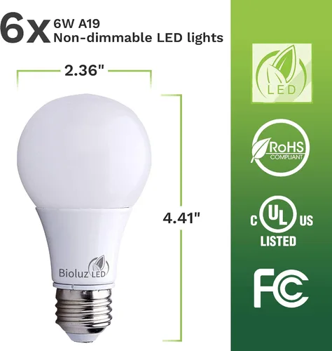 Miniatura 5 de Bioluz LED Bombilla LED de 40 W A19 de 2700 K, base estándar E26, para interiores y exteriores, decoración del hogar, bombilla de repuesto de larga