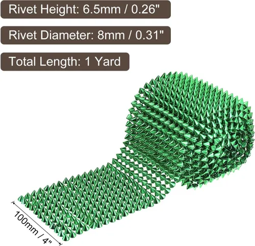 Miniatura 2 de uxcell 1 yarda de puntada en cono de punta, 12 filas de plástico con parte trasera plana, remache punk, cinta para manualidades, bolsos, decoración