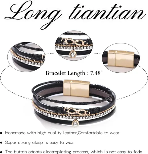 Miniatura 6 de Long tiantian Leather Wrap Bracelets for Women Trendy Beaded Bracelets Boho Jewelry for Women Pulseras para Mujer Stackable Cuff Stone Charm