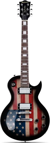 Miniatura 8 de Leo Jaymz Guitarra eléctrica serie SC - Cuerpo de caoba, diapasón de laurel, humbuckers duales, puente Tune-O-Matic, cuello C, afinadores 18:1