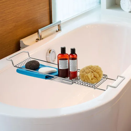 Miniatura 2 de Home Intuition Bandeja de bañera extensible de acero inoxidable sobre la bañera de garra