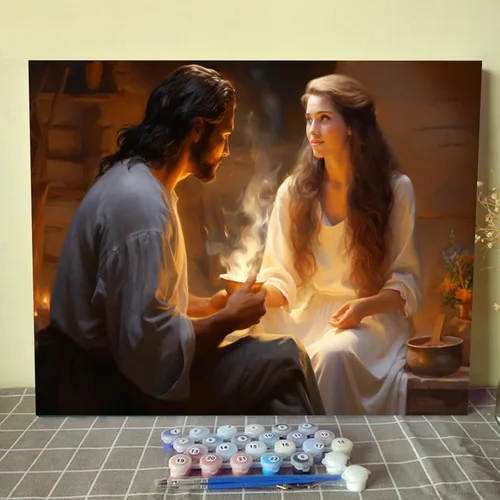 Miniatura 15 de Kits de pintura por números para adultos principiantes, pintura al óleo sobre lienzo de 16 x 20 pulgadas, lámpara de flores y óleo, pigmento 4-Art-06