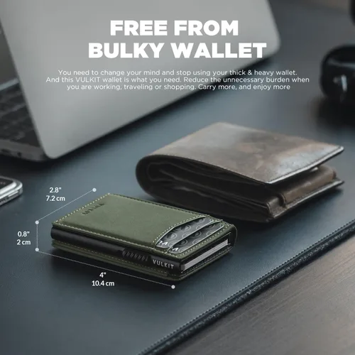 Miniatura 60 de VULKIT Billeteras delgadas para hombre, con bloqueo RFID, diseño minimalista con capacidad para hasta 11 tarjetas, Negro -, Minimalista