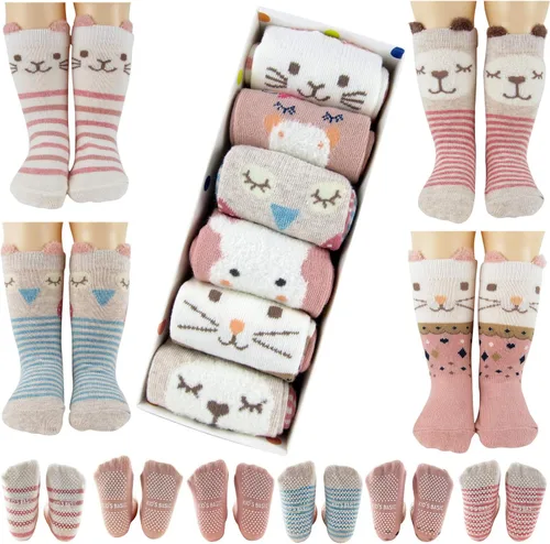 Miniatura 5 de Tiny Captain Calcetines antideslizantes para bebés y niñas pequeñas con diseño de animales para recién nacidos, bebés y niños pequeños