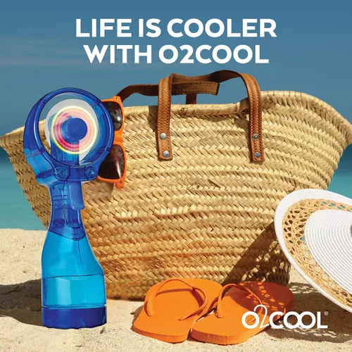 Miniatura 6 de O2COOL Ventilador de nebulización de agua con batería de mano de lujo con luces LED (azul oscuro)