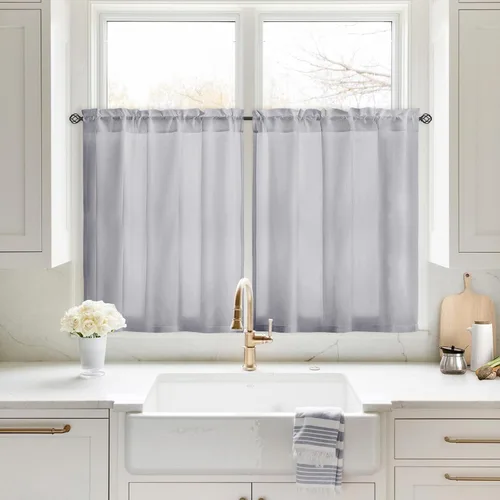 Miniatura 41 de HOMEIDEAS Cortinas Transparentes de Privacidad Blancas No Transparentes, 52 X 45 Pulgadas de Largo 2 Paneles Cortinas Transparentes Filtradoras