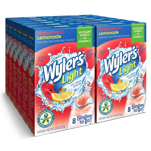 Miniatura 10 de Wyler's Light Paquetes de polvo Singles to Go, mezcla de bebida de agua, paquete variado de 40 unidades, limonada rosa, fresa y arándanos, sin