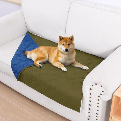 Miniatura 186 de Smiry Funda impermeable para cama de mascota, suave y lavable, para muebles, cama, sofá, reversible, a cuadros (30 x 53 pulgadas, color beige/beige)